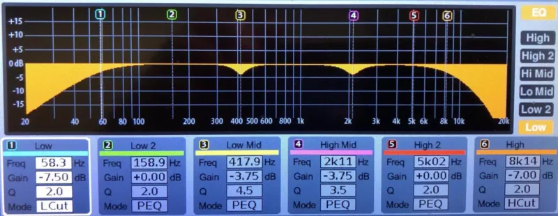 Behringer X32 파라메트릭 EQ 화면