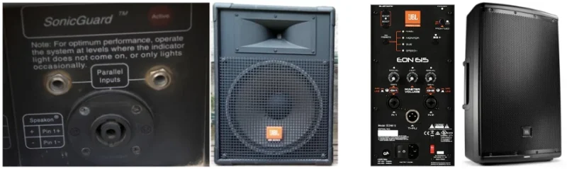 패시브 스피커 JBL MR925와 액티브 스피커 JBL EON의 후면판넬