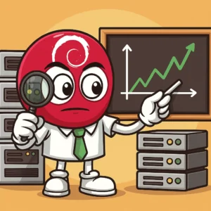 데비안 리눅스의 MRTG가 서버들을 확인하며 그래프를 작성하는 이미지