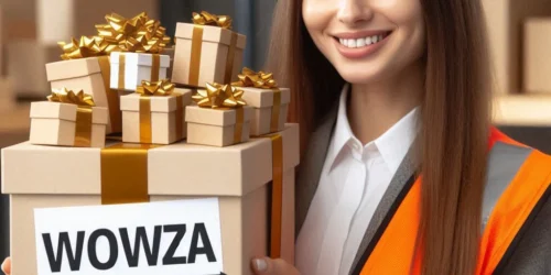 A engineer holding a gift box