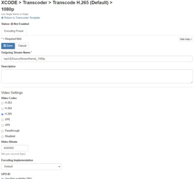 Transcodeing Preset List 와우자 트랜스코더의 프리셋 설정 화면
